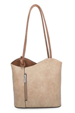 Load image into Gallery viewer, luscious scarves Backpacks Beige Faux Leather Shoulder Bag /Convertible Backpack
