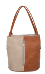 Load image into Gallery viewer, luscious scarves Backpacks Beige / Tan Faux Leather Shoulder Bag Convertible Backpack.

