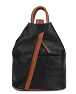 Load image into Gallery viewer, luscious scarves Backpacks Black Large Triangular Faux Leather Rucksack/ Backpack.
