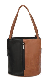 Load image into Gallery viewer, luscious scarves Backpacks Black / Tan Faux Leather Shoulder Bag Convertible Backpack.
