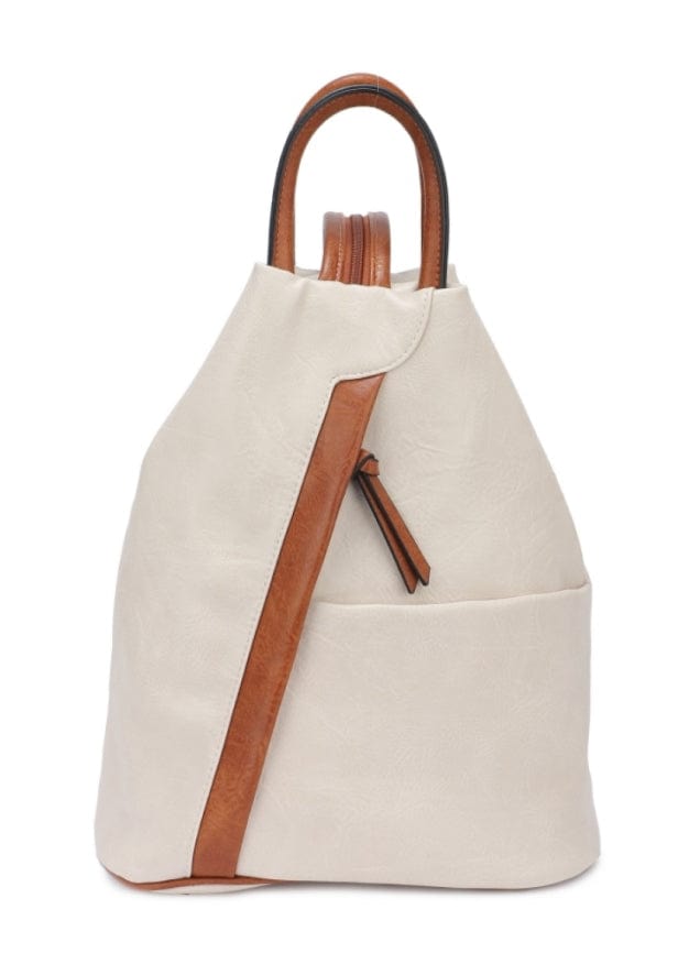 luscious scarves Backpacks Cream Large Triangular Faux Leather Rucksack/ Backpack.