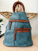 Load image into Gallery viewer, luscious scarves Backpacks Dark Denim Blue Faux Leather Light Weight Backpack ,Rucksack.
