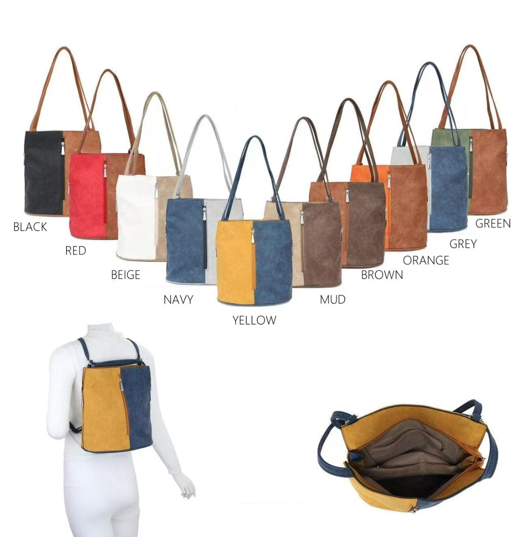 luscious scarves Backpacks Faux Suede Shoulder Bag Convertible Backpack.