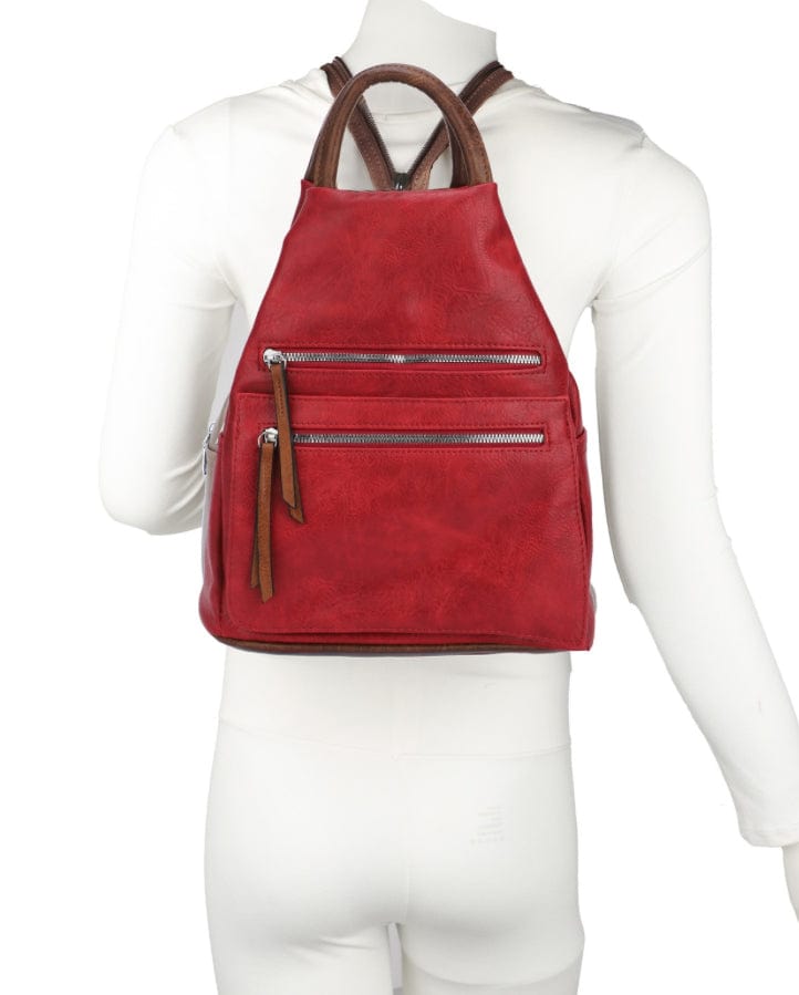luscious scarves Backpacks Faux Vegan Leather Triangular Backpack with Double Front Pockets, Available in 10 winter colours.