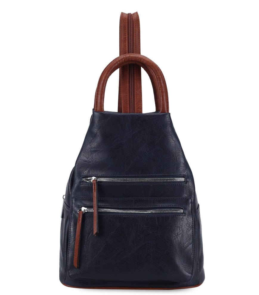luscious scarves Backpacks Faux Vegan Leather Triangular Backpack with Double Front Pockets, Available in 10 winter colours.