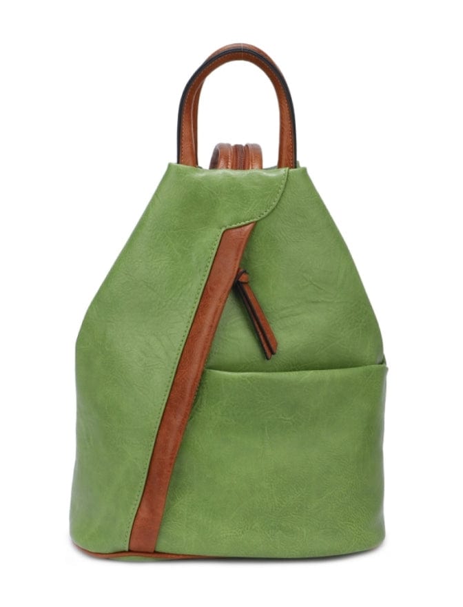 luscious scarves Backpacks Green Large Triangular Faux Leather Rucksack/ Backpack.