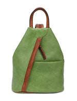 Load image into Gallery viewer, luscious scarves Backpacks Green Large Triangular Faux Leather Rucksack/ Backpack.
