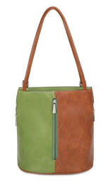 Load image into Gallery viewer, luscious scarves Backpacks Green / Tan Faux Leather Shoulder Bag Convertible Backpack.
