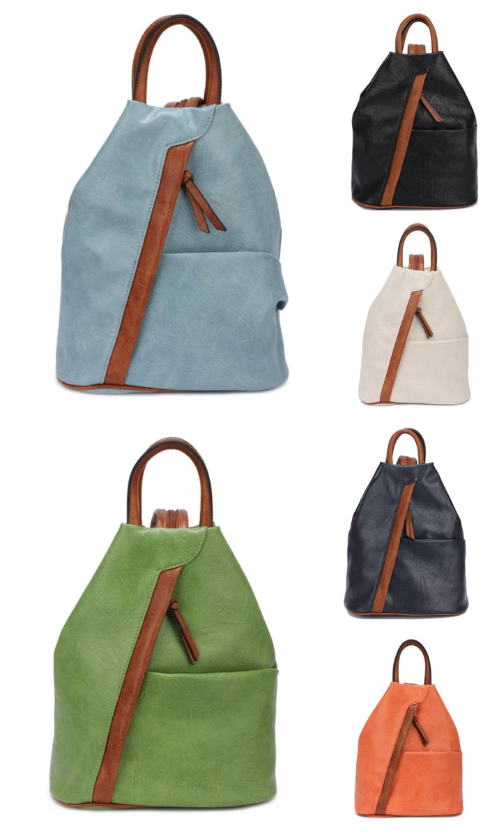 Large Triangular Faux Leather Rucksack/ Backpack. – luscious scarves