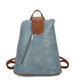 Load image into Gallery viewer, luscious scarves Backpacks Mid Blue Faux Leather Large Triangular Backpack / Shoulder Bag
