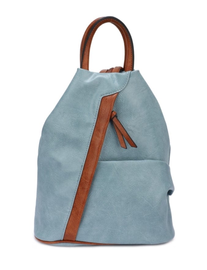 luscious scarves Backpacks Mid Blue Large Triangular Faux Leather Rucksack/ Backpack.