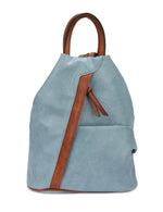 Load image into Gallery viewer, luscious scarves Backpacks Mid Blue Large Triangular Faux Leather Rucksack/ Backpack.
