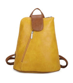 Load image into Gallery viewer, luscious scarves Backpacks Mustard Faux Leather Large Triangular Backpack / Shoulder Bag
