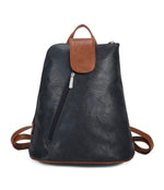 Load image into Gallery viewer, luscious scarves Backpacks Navy Faux Leather Large Triangular Backpack / Shoulder Bag

