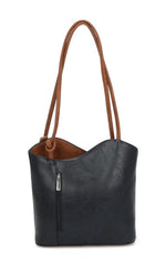 Load image into Gallery viewer, luscious scarves Backpacks Navy Faux Leather Shoulder Bag /Convertible Backpack
