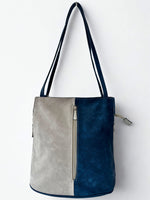 Load image into Gallery viewer, luscious scarves Backpacks Navy/Grey Faux Suede Shoulder Bag Convertible Backpack.
