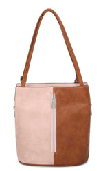 Load image into Gallery viewer, luscious scarves Backpacks Pink / Tan Faux Leather Shoulder Bag Convertible Backpack.

