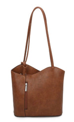 Load image into Gallery viewer, luscious scarves Backpacks Tan/Brown Faux Leather Shoulder Bag /Convertible Backpack
