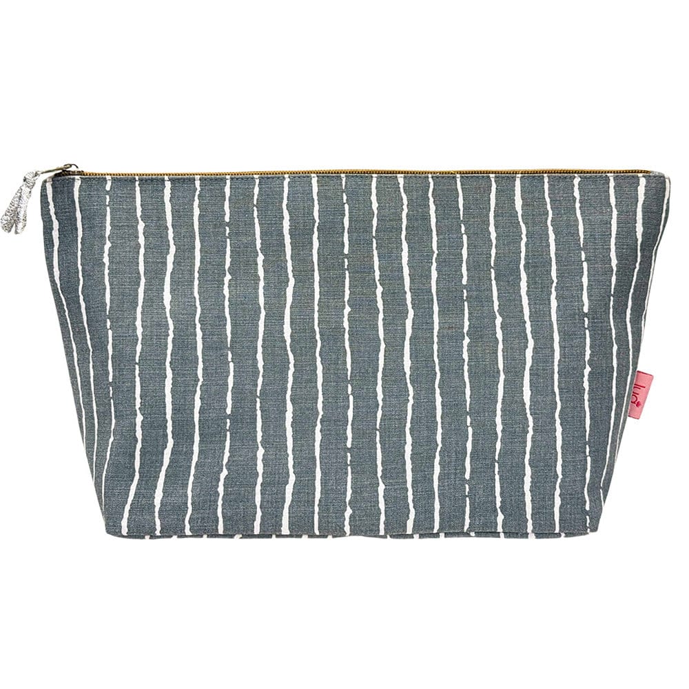 luscious scarves bag Lua Extra Large Cosmetic , Tolietry Bag ,Denim Grey and White Stripes .