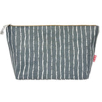 Load image into Gallery viewer, luscious scarves bag Lua Extra Large Cosmetic , Tolietry Bag ,Denim Grey and White Stripes .

