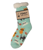 Load image into Gallery viewer, luscious scarves bed socks Cats Ladies Sherpa Slipper Socks with Grips,  Funky Designs Ladies / Mens
