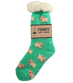 Load image into Gallery viewer, luscious scarves bed socks Cute Pigs Ladies Sherpa Slipper Socks with Grips,  Funky Designs Ladies / Mens
