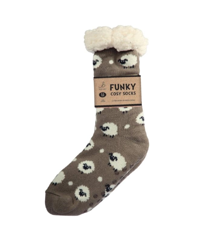 luscious scarves bed socks Grey Sheep Men’s Sherpa Slipper Socks with Grips,  Funky Designs Ladies / Mens