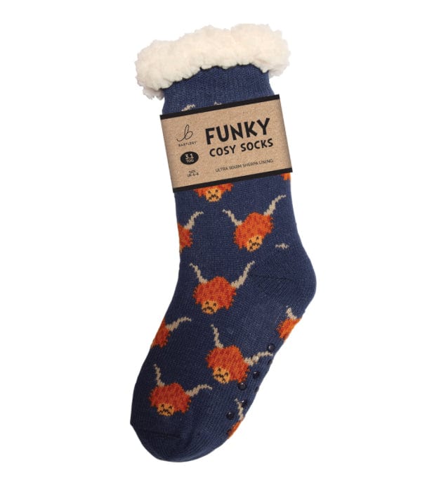 luscious scarves bed socks Highland Cows Ladies Sherpa Slipper Socks with Grips,  Funky Designs Ladies / Mens