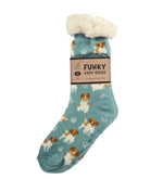 Load image into Gallery viewer, luscious scarves bed socks Jack Russell Sherpa Slipper Socks with Grips,  Funky Cosy Socks Various Designs Ladies / Mens
