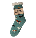 Load image into Gallery viewer, luscious scarves bed socks Mixed Dogs Ladies Sherpa Slipper Socks with Grips,  Funky Designs Ladies / Mens
