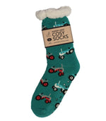 Load image into Gallery viewer, luscious scarves bed socks Modern Tractor Mens Sherpa Slipper Socks with Grips,  Funky Designs Ladies / Mens
