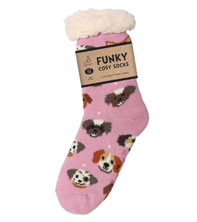 luscious scarves bed socks Playful Puppies Ladies Sherpa Slipper Socks with Grips,  Funky Designs Ladies / Mens