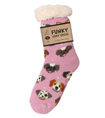 Load image into Gallery viewer, luscious scarves bed socks Playful Puppies Ladies Sherpa Slipper Socks with Grips,  Funky Designs Ladies / Mens
