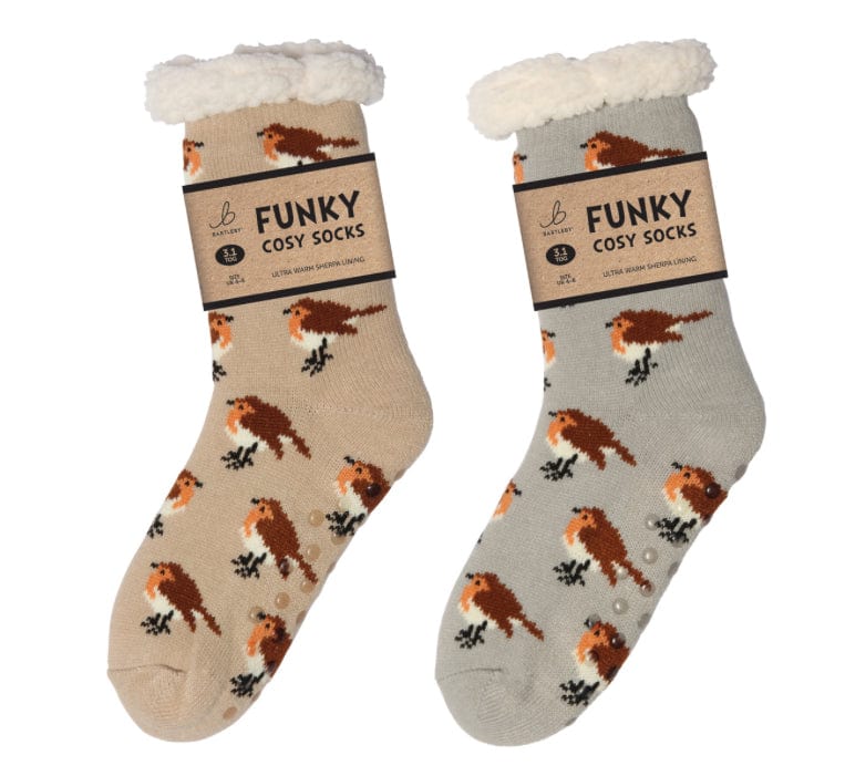 luscious scarves bed socks Robins Ladies Sherpa Slipper Socks with Grips,  Funky Designs Ladies / Mens
