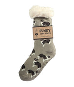 Load image into Gallery viewer, luscious scarves bed socks Sheepdog Men’s Sherpa Slipper Socks with Grips,  Funky Designs Ladies / Mens
