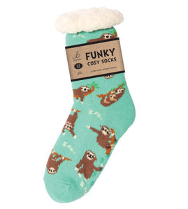 luscious scarves bed socks Sherpa Slipper Socks with Grips,  Funky Designs Ladies / Mens