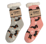 Load image into Gallery viewer, luscious scarves bed socks Sherpa Slipper Socks with Grips,  Funky Designs Ladies / Mens
