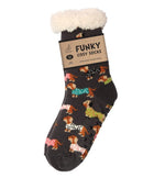 Load image into Gallery viewer, luscious scarves bed socks Sherpa Slipper Socks with Grips,  Funky Designs Ladies / Mens
