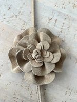 Load image into Gallery viewer, luscious scarves Belts Beige Genuine Italian Suede / Leather Flower Boho Belt.
