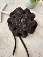 Load image into Gallery viewer, luscious scarves Belts Chocolate Brown Genuine Italian Suede / Leather Flower Boho Belt.
