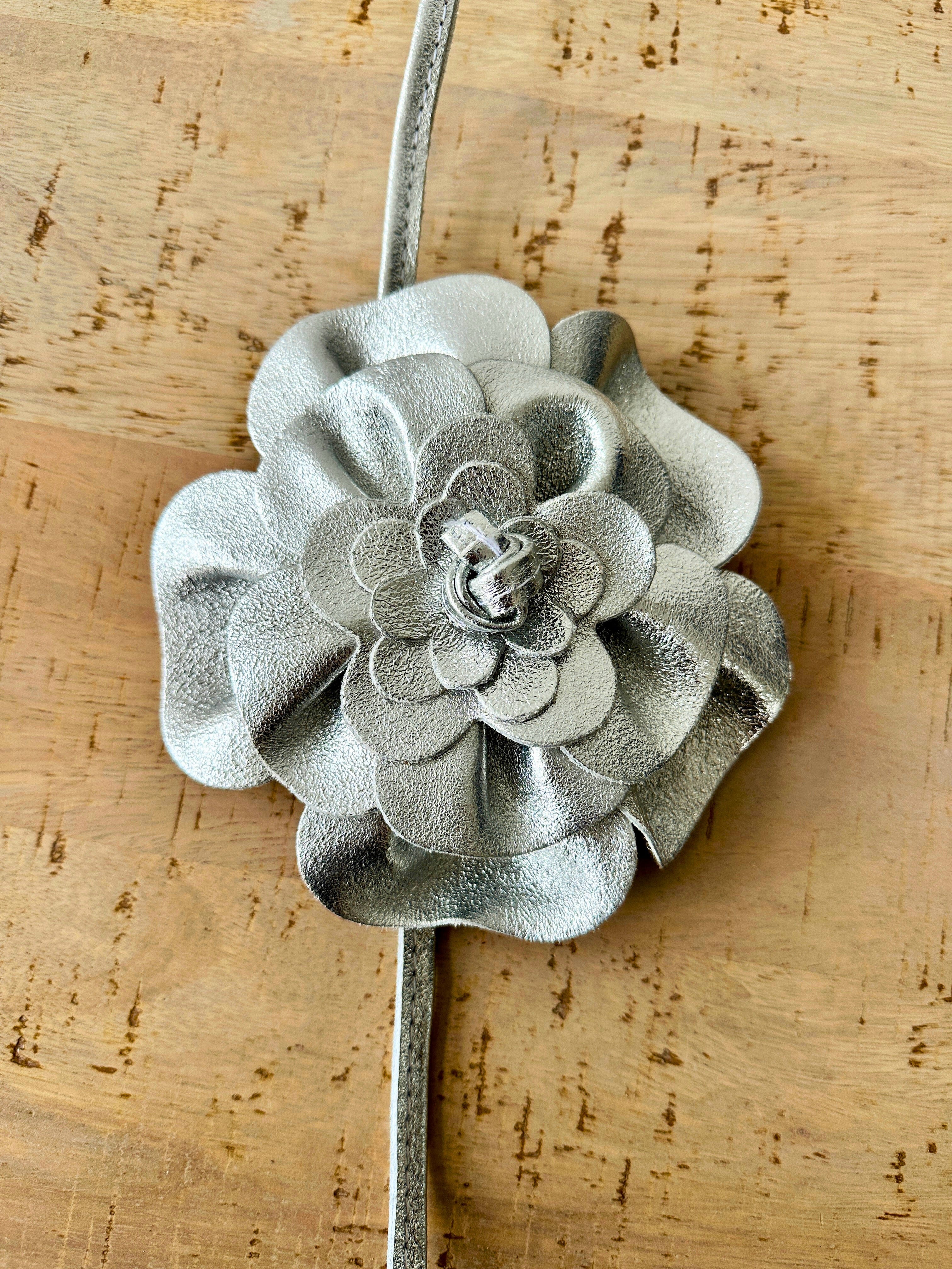 luscious scarves Belts Genuine Italian Suede / Leather Flower Boho Belt.