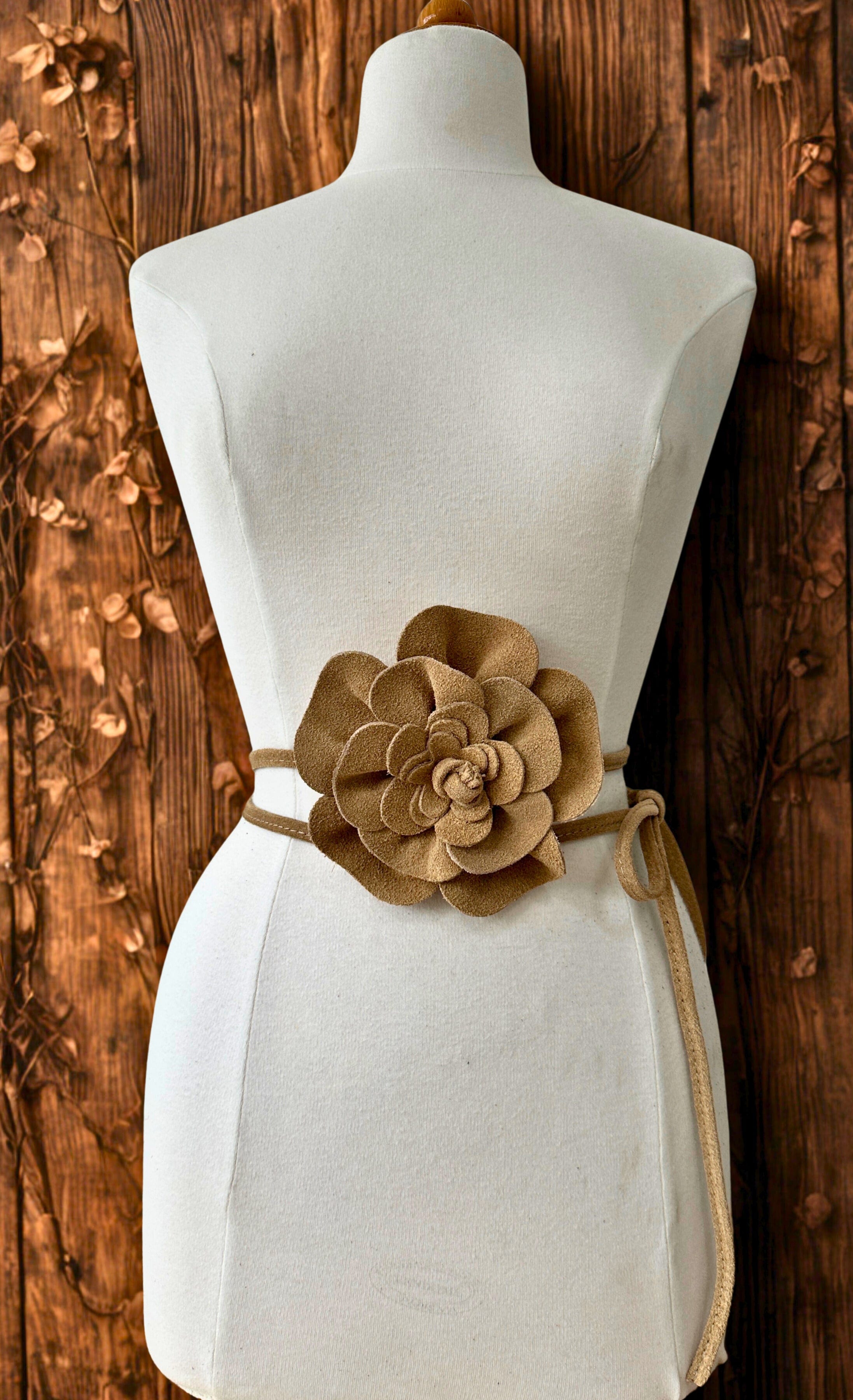 luscious scarves Belts Genuine Italian Suede / Leather Flower Boho Belt.