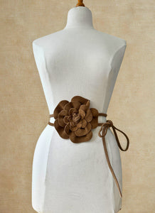 luscious scarves Belts Genuine Italian Suede / Leather Flower Boho Belt.