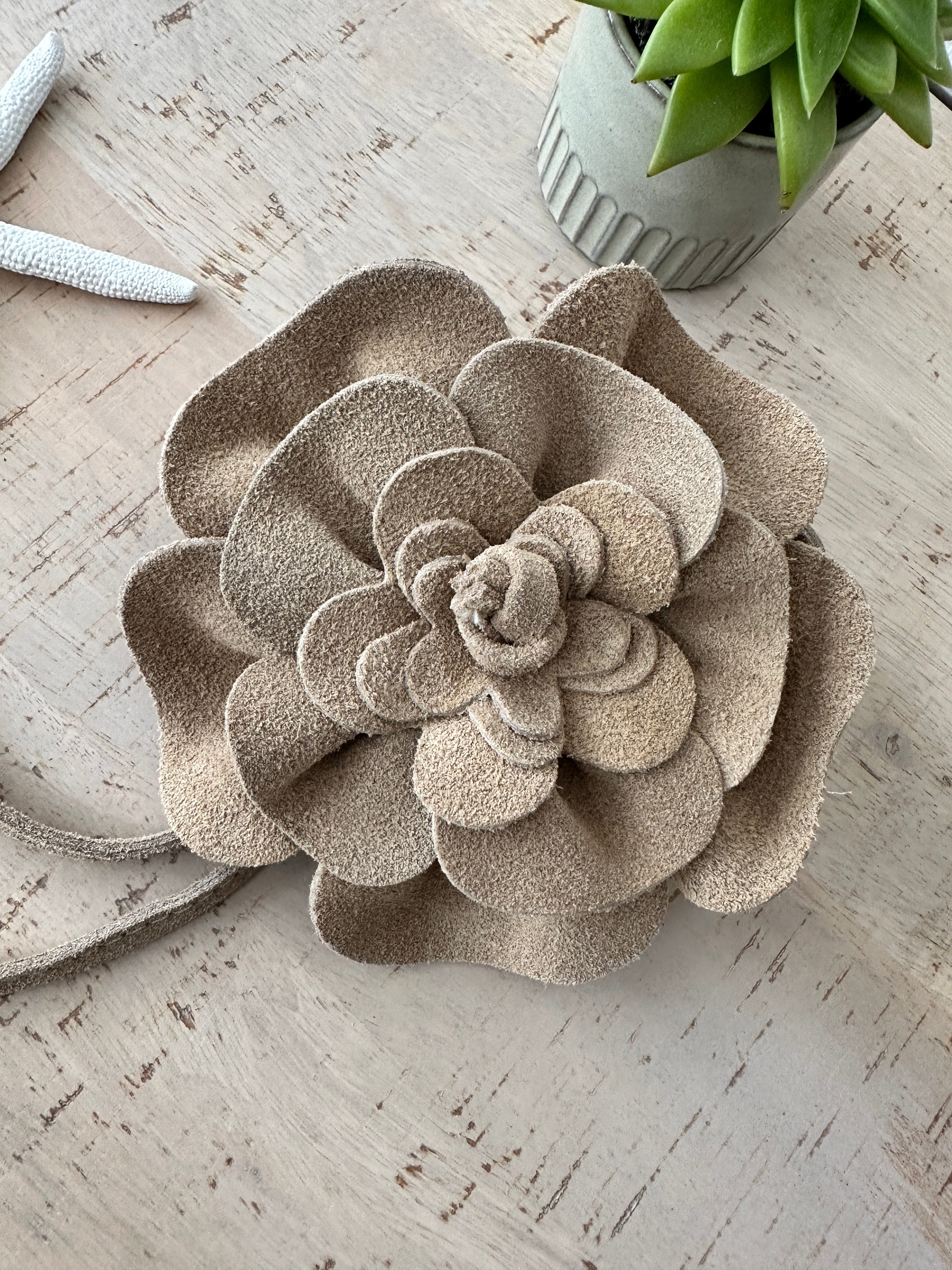 luscious scarves Belts Genuine Italian Suede / Leather Flower Boho Belt.