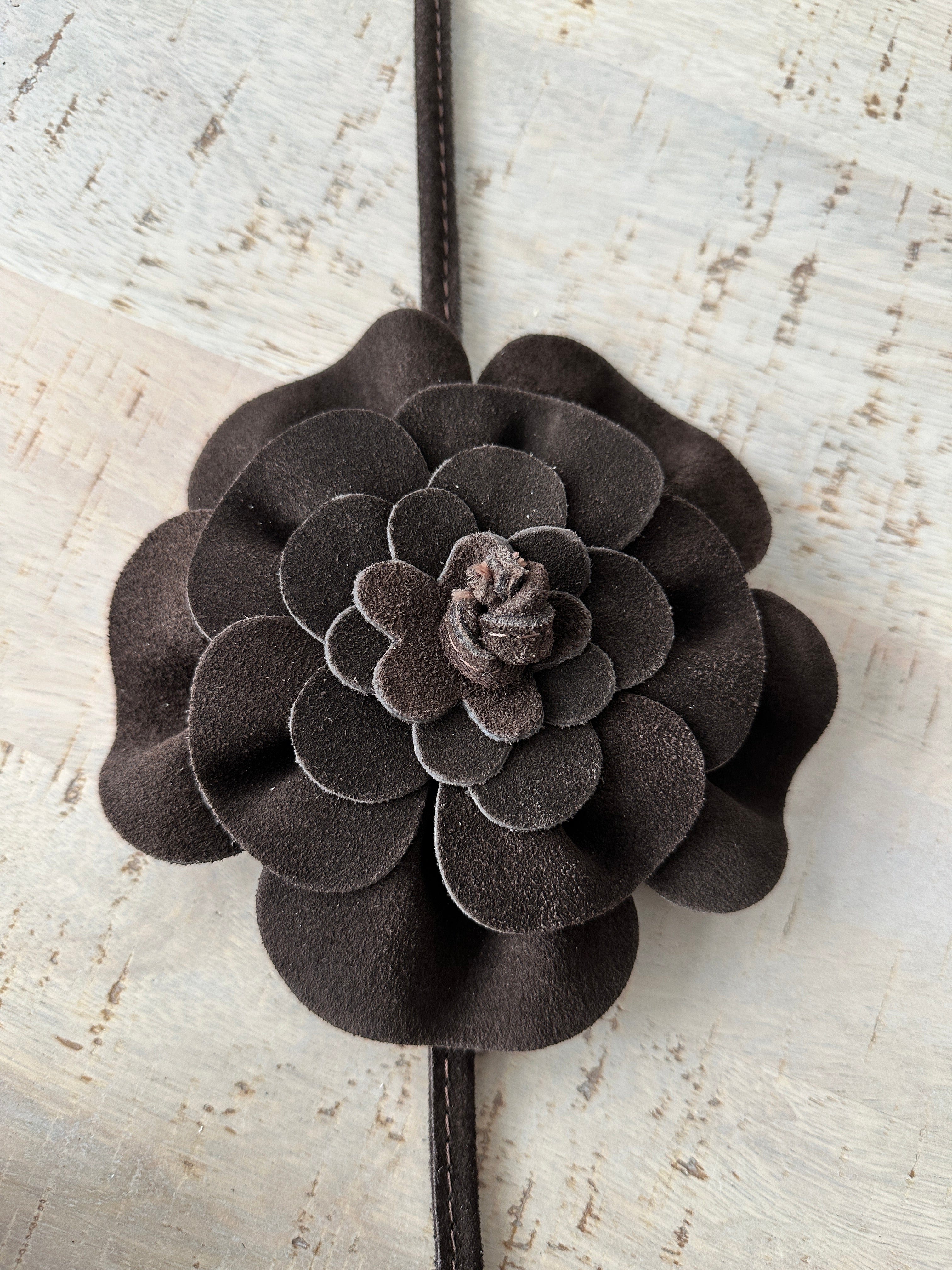 luscious scarves Belts Genuine Italian Suede / Leather Flower Boho Belt.