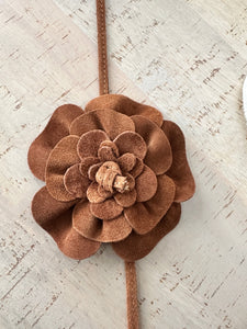 luscious scarves Belts Genuine Italian Suede / Leather Flower Boho Belt.