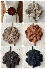 Load image into Gallery viewer, luscious scarves Belts Genuine Italian Suede / Leather Flower Boho Belt.
