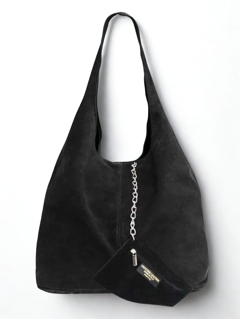 luscious scarves Black Genuine Italian Suede Slouchy Hobo Bag available in 7 colours .