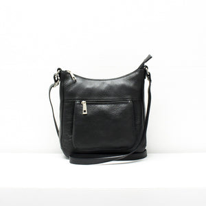 luscious scarves Black Italian Leather Crossbody / Shoulder Bag with Front Zip Pocket. Various Colours Available
