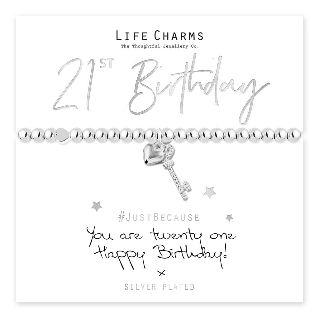 luscious scarves Bracelets Life Charms Silver Plated 21 st Birthday Key Bracelet with gift box